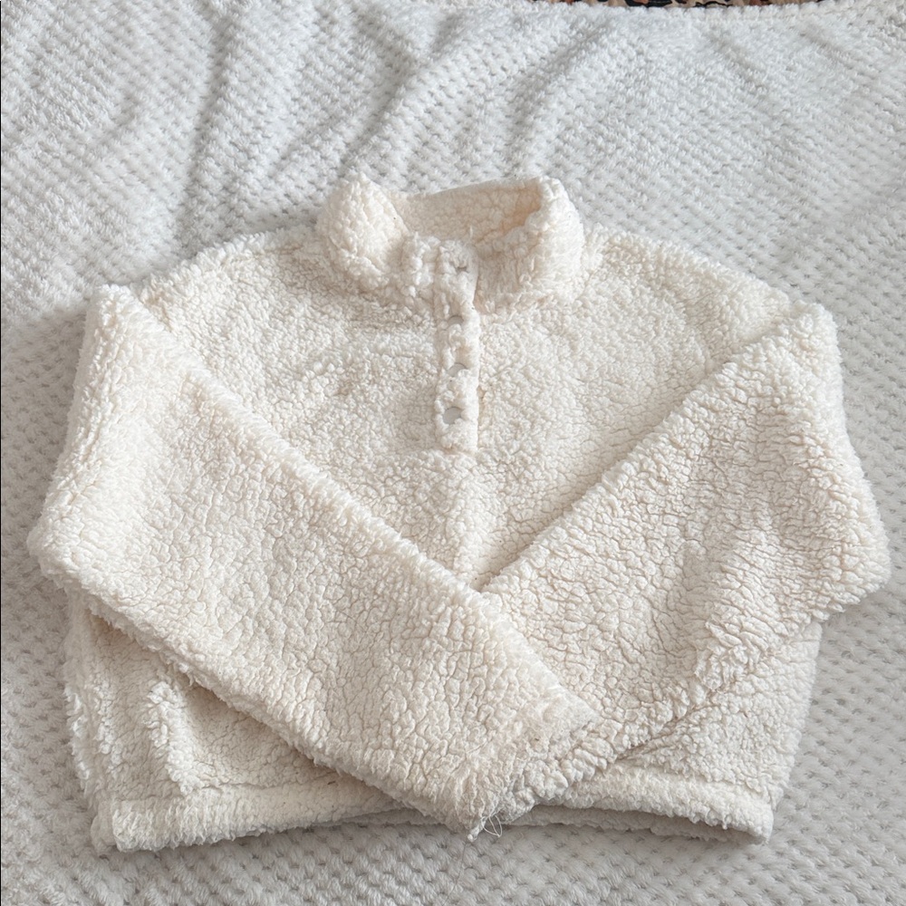 PacSun Cream Fleece Turtleneck Sweater